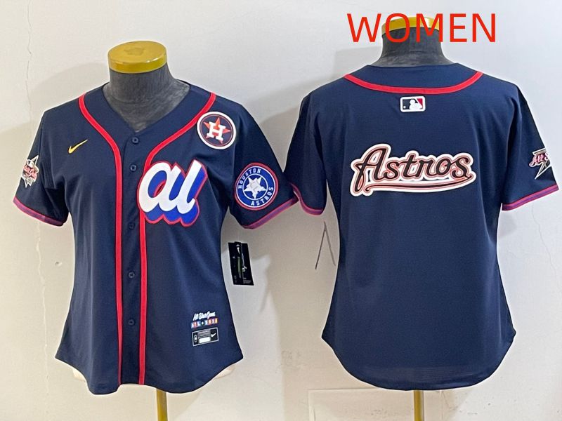 Women 2025 Houston Astros Blank Drak Blue All star Nike MLB Jersey style 08